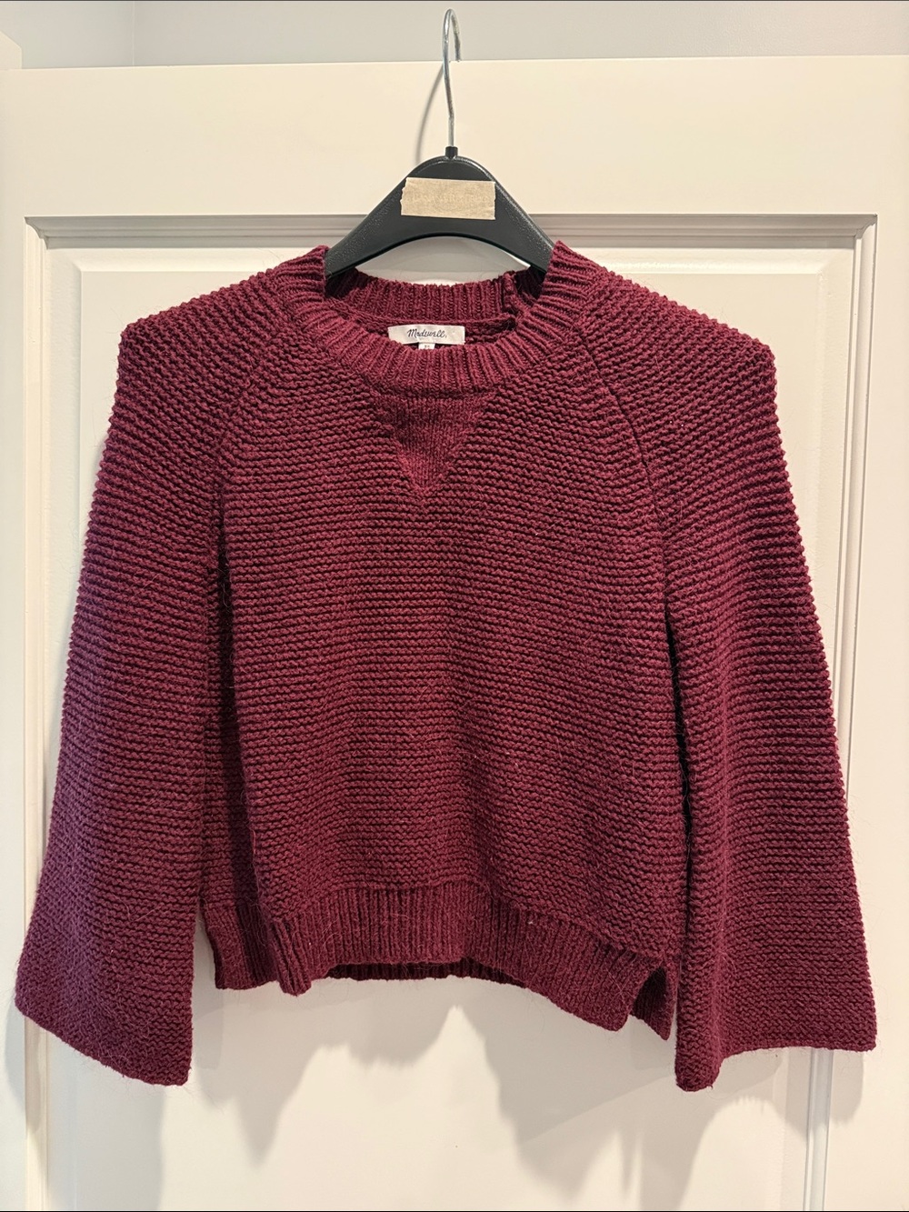 Madewell Maroon Textured Crewneck Sweater